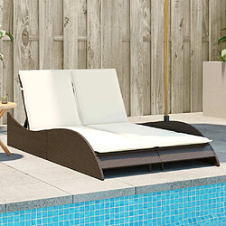 Maison Chic Chaise longue avec coussins, Transats, Bain de Soleil marron 114x205x73 cm résine tressée