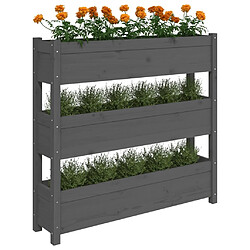 Avis vidaXL Jardinière Gris 112x25x104,5 cm Bois massif de pin