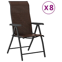 vidaXL Chaises pliables de jardin lot de 8 marron résine tressée