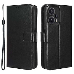 Htdmobiles Housse pour Xiaomi Poco F5 5G / Redmi Note 12 Turbo - etui coque pochette portefeuille + verre trempe - NOIR