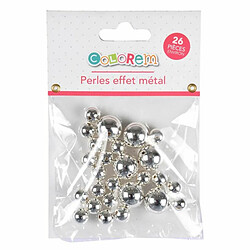 Paris Prix Lot de 26 Perles Rondes Effet Métal 1-1,5cm Argent