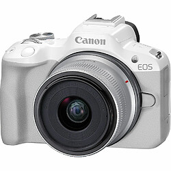 Canon EOS R50 avec objectif 18-45 mm (blanc)