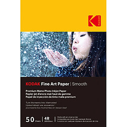 KODAK 9891093 - 50 feuilles de papier photo 230g/m², mat, Format A6 (10x15cm), Impression Jet d'encre effet lisse - Blanc 