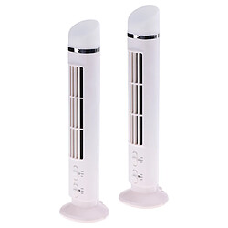 2x Mini Ventilateur De Bureau De Tour D'usb Blanc Avec Le Refroidissement Léger De Led Pour Le Bureau à La Maison