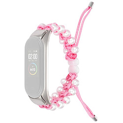 Bracelet en nylon perles décorées, cordon de serrage réglable, rose pour votre Xiaomi Mi Band 3/4