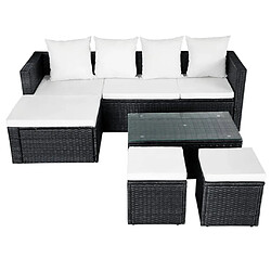 Avis vidaXL Salon de jardin 4 pcs avec coussins Résine tressée Noir