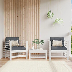 Maison Chic Lot de 2 Chaises de jardin,Fauteuil d'extérieur et coussins blanc bois de pin massif -MN59618