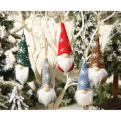 C287 5PCS NOËL NOËL Snowflake Poupée tricotée Poupée sans visage Décoration d'arbre de Noël Pendentif Ornement de bureau