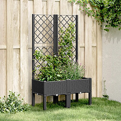 Maison Chic Jardinière,Bac à fleurs avec treillis - pot de fleur noir 80x40x142 cm PP -GKD69141