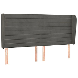 Maison Chic Tête de lit scandinave avec oreilles,meuble de chambre Gris foncé 163x23x118/128 cm Velours -MN52906