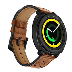 Avis Bracelet en cuir véritable marron pour votre Samsung Gear Sport S4