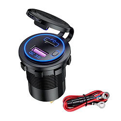 Adaptateur De Chargeur De Voiture USB C Chargeur PD Avec LED Pour Câble Bleu De Moto