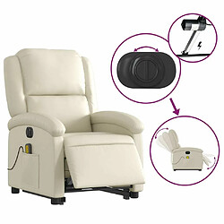 Maison Chic Fauteuil Relax pour salon, Fauteuil inclinable de massage électrique crème similicuir -GKD62600 pas cher