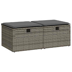 vidaXL Salon de jardin 2 pcs avec coussins gris résine tressée acacia