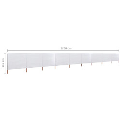 vidaXL Paravent 9 panneaux Tissu 1200 x 80 cm Blanc sable pas cher