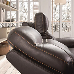 Pegane Canapé de 3 places (2 relax électriques) en Cuir/PVC couleur Marron - Longueur 194 x Profondeur 97 x Hauteur 99 cm