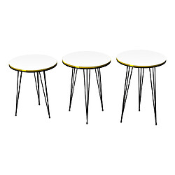 Helloshop26 Set de 3 tables d'appoint rondes gigognes blanc noir 03_0008401