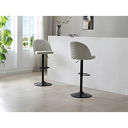 Vente-Unique Lot de 2 tabourets de bar en velours côtelé et métal noir - Hauteur réglable - Crème - ALPALI 