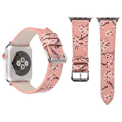 Wewoo Bande de montre-bracelet en cuir véritable pour Apple Watch Series 3 & 2 & 1 38mm rose