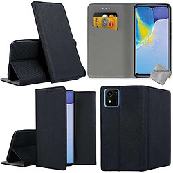 Htdmobiles Housse etui portefeuille avec coque intérieure en silicone pour Vivo Y01 + verre trempe - NOIR MAGNET