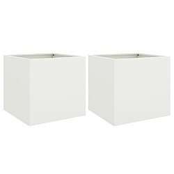 vidaXL Jardinières 2 pcs blanc 42x40x39 cm acier