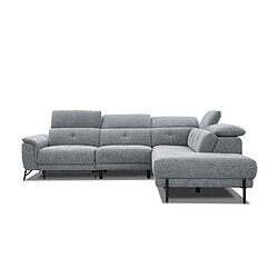 Acheter Courtois Laville Canapé d'angle droit Avena 5 places relax électrique tissu gris clair