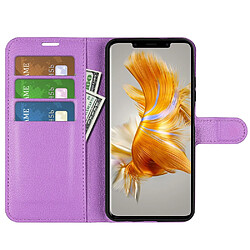 Etui en PU texture litchi, anti-écaillage avec support pour votre Huawei Mate 50 Pro 4G - violet