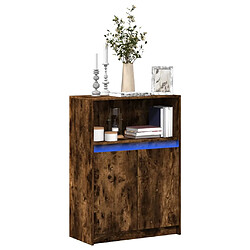 vidaXL Buffet avec LED chêne fumé 72x34x100 cm bois d'ingénierie