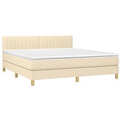 Avis Maison Chic Lit adulte- Lit + matelas,Sommier à lattes de lit avec matelas Crème 160x200 cm Tissu -GKD89754