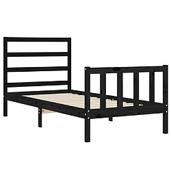 Maison Chic Lit adulte - Cadre de lit et tête de lit,Structure du lit Contemporain pour chambre noir 100x200 cm bois massif -MN47346 pas cher