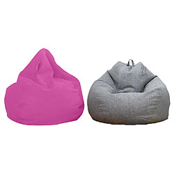 2pcs 60x75cm housse de sac de fèves en lin de couleur unie housse de canapé rose + gris