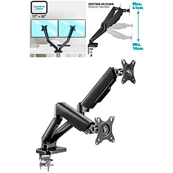 Advance SUPPORT DOUBLE ECRAN PC Standards incurvés Support de Moniteur de bureau 2 écrans 17-32 " 75x75 / 100x100 Mouvement Intégral Alumini