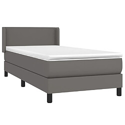 Avis Maison Chic Lit Adulte - Lit simple Lit à sommier tapissier avec matelas moelleux - Meuble de Chambre - Gris 90x190 cm Similicuir -MN30339