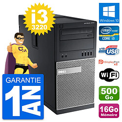 PC Tour Dell OptiPlex 9010 Intel i3-3220 RAM 16Go Disque 500Go Windows 10 Wifi - Occasion