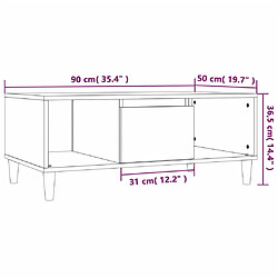 vidaXL Table basse Chêne marron 90x50x36,5 cm Bois d'ingénierie pas cher