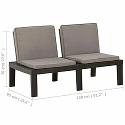 Maison Chic Banc de salon de jardin avec coussin | Banc d'extérieur Plastique Gris -GKD58063 pas cher