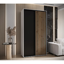 Abiks Meble Armoire LANKO 1 À Portes Coulissantes 235,2/140/45 2 Portes (Blanc/Noir)