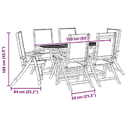 vidaXL Ensemble à Manger de jardin 7pcs bois d'acacia solide textilène pas cher