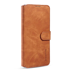 Dg.Ming Etui en PU style rétro avec support marron pour votre Samsung Galaxy A71