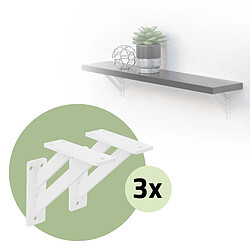 ML-Design 6x Équerres étagère mural support d'angle en aluminium blanc robuste 120x120 mm