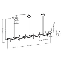 Acheter Kimex Support plafond menu board 3 écrans 45''-50'' - Hauteur 150cm