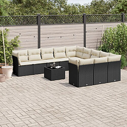 Maison Chic Salon de jardin 12 pcs avec coussins | Ensemble de Table et chaises | Mobilier d'Extérieur noir résine tressée -GKD67574