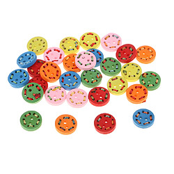 30pcs boutons en bois décor de chaînes pour coudre artisanat Scrapbooking 15mm ronde