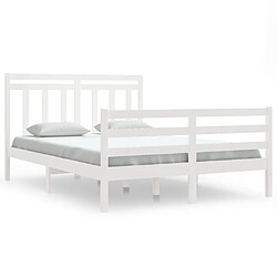 Maison Chic Lit adulte - Lit simple Cadre de lit,Structure du lit Contemporain Blanc Bois massif 140x200 cm -MN15452