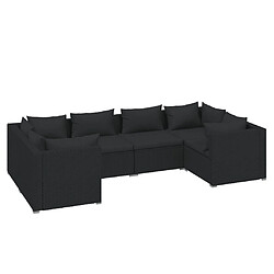 vidaXL Salon de jardin 6 pcs avec coussins résine tressée noir