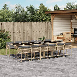 vidaXL Ensemble à manger de jardin et coussins 13 pcs mélange beige