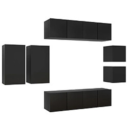 Maison Chic Ensemble de meubles TV 8 pcs | Banc TV Moderne pour salon | Meuble de Rangement - Noir Aggloméré -MN69378