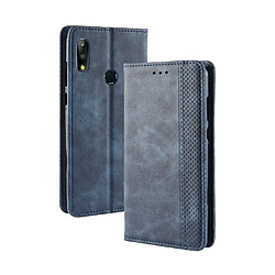 Wewoo Housse Coque Étui en cuir à boucle magnétique avec texture rétro pour Asus Zenfone Max Plus M2. ZB634KL / Zenfone Shot ZB634KLavec porte-cartes et bleu