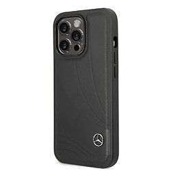 Mercedes Benz Coque arrière rigide pour iPhone 14 Pro Max - cuir véritable noir