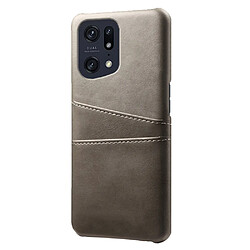 Coque en TPU + PU antichoc, anti-rayures avec porte-cartes, gris pour votre Oppo Find X5 Pro